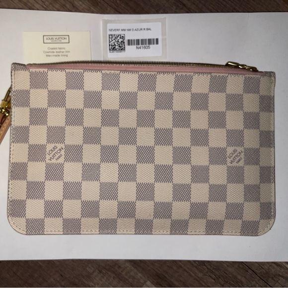 LIKE NEW LOUIS VUITTON NEVERFULL DAMIER AZUR POCHETTE - Picture 2 of 9